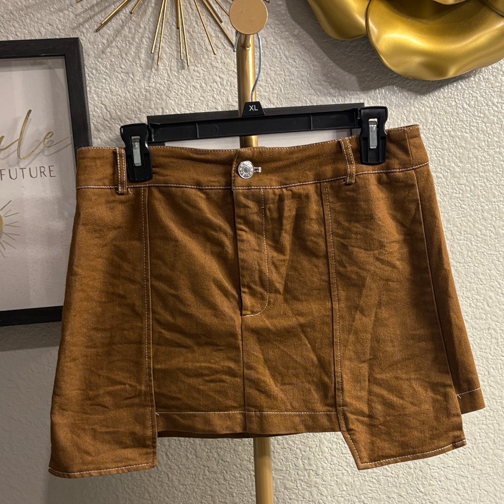 Brown Button-Up Jacket Skirt Set. - image 3